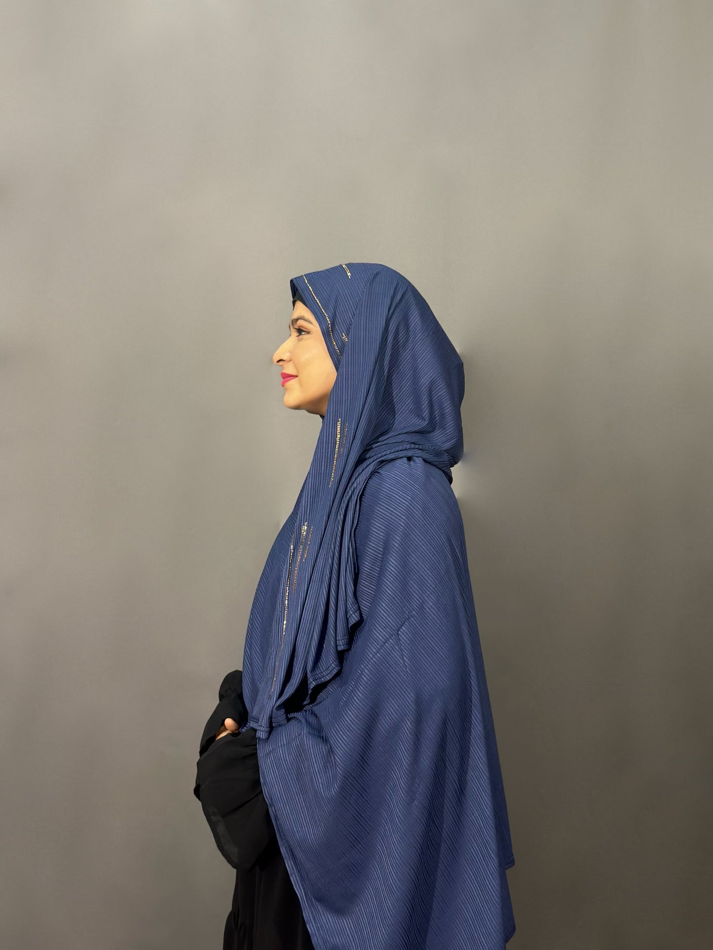 DIAMOND RIBBED JERSEY- BLUE