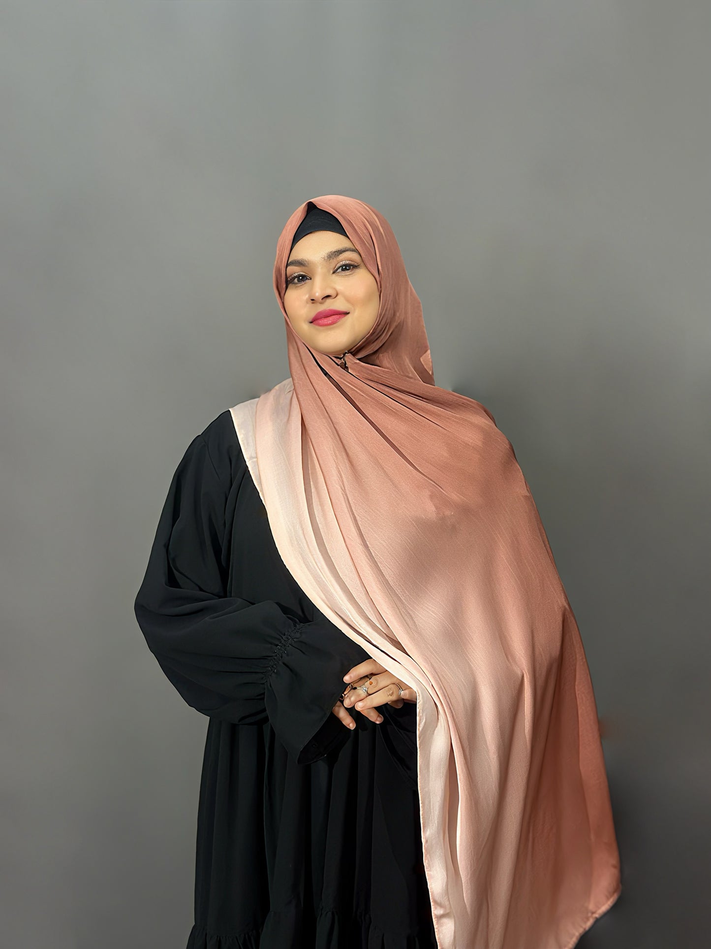 OMBRE SATIN HIJAB- RUSTY