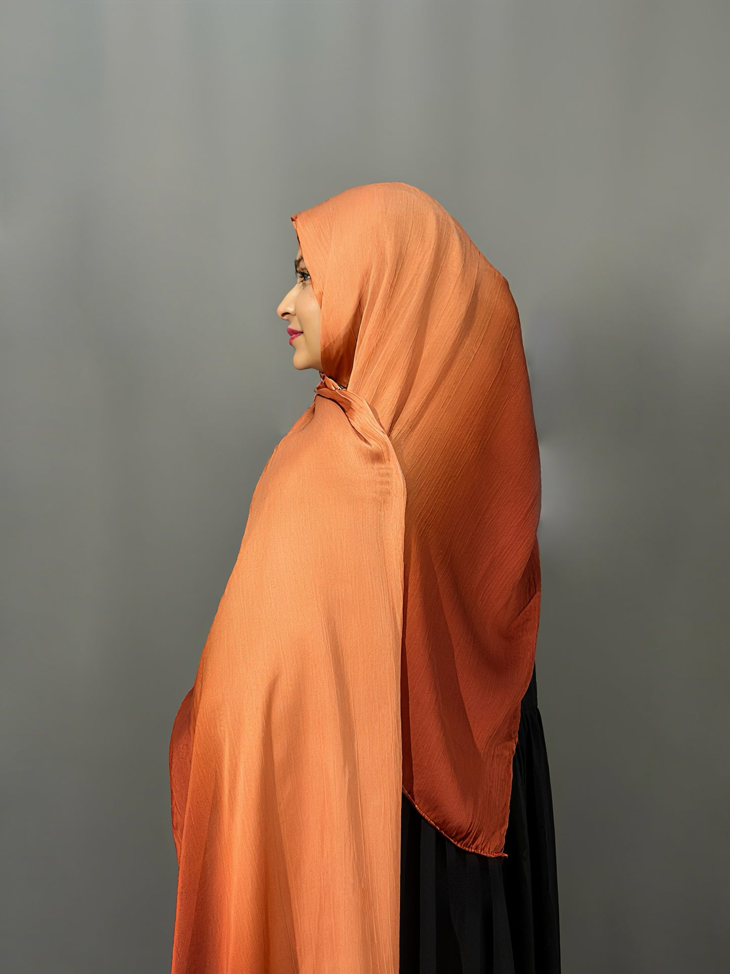OMBRE SATIN HIJAB- ORANGE