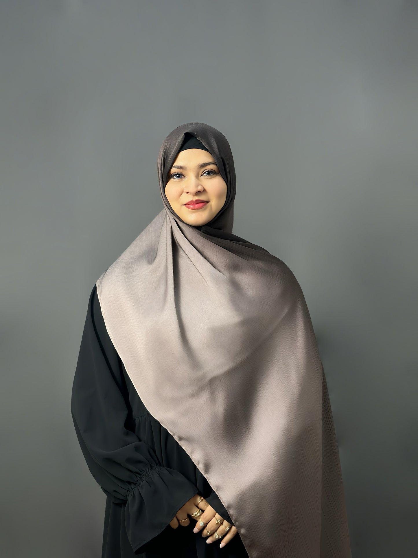 OMBRE SATIN HIJAB- CHOCOLATE