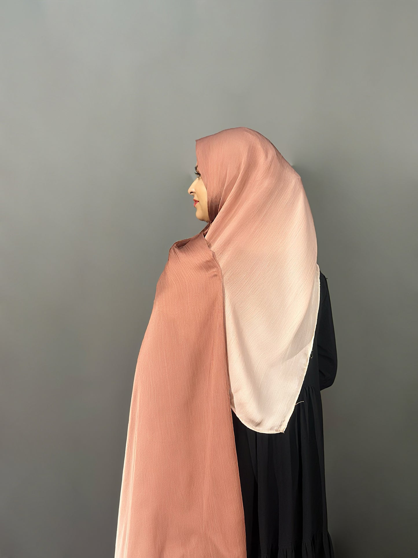 OMBRE SATIN HIJAB- RUSTY