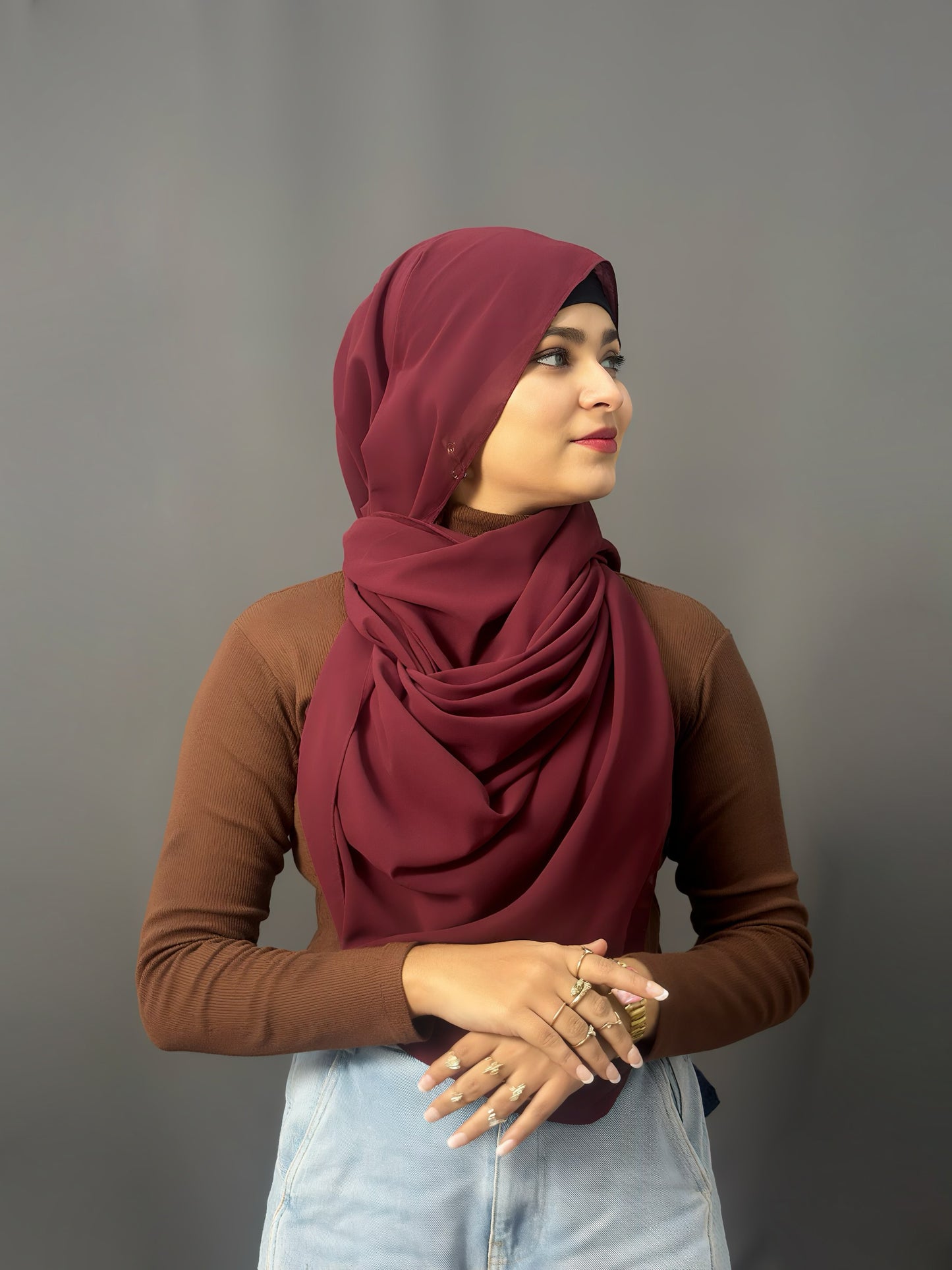 LUXE GEORGETTE- MAROON
