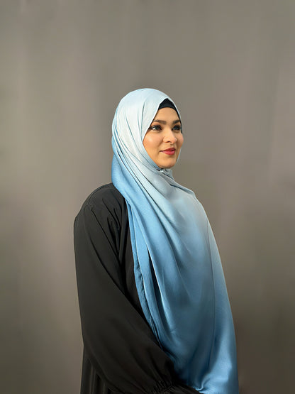 OMBRE SATIN HIJAB- SKY