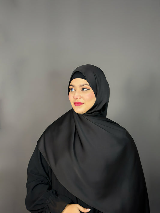 BUBBLE SATIN HIJAB- BLACK