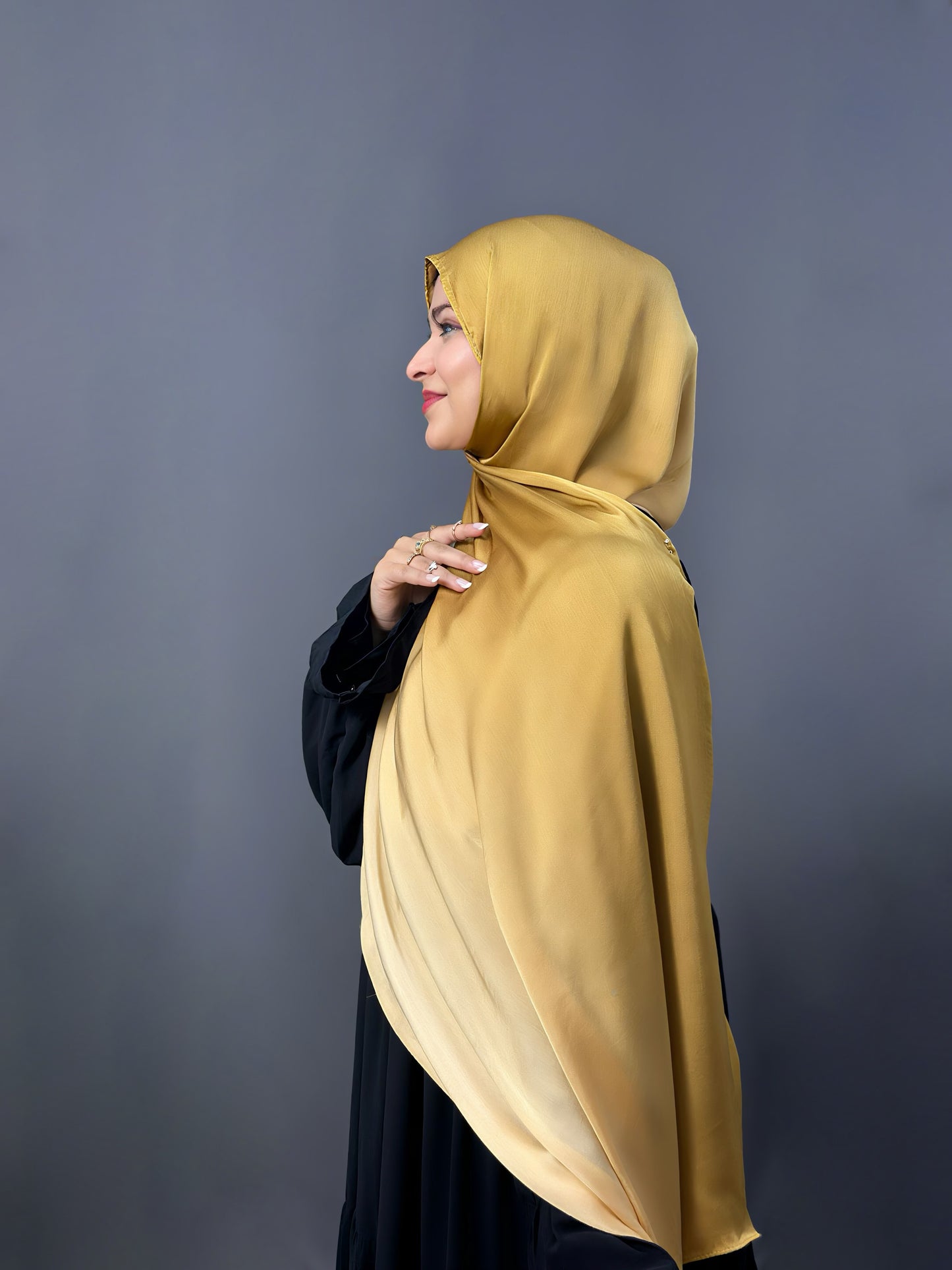 OMBRE SATIN HIJAB- SUNFLOWER