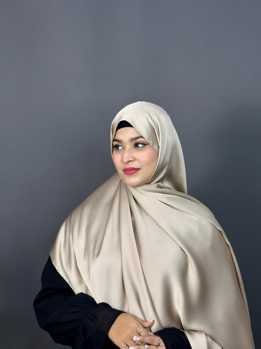 BUBBLE SATIN HIJAB- BEIGE