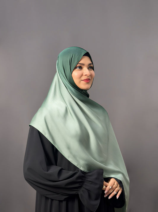 OMBRE SATIN HIJAB- LEAF