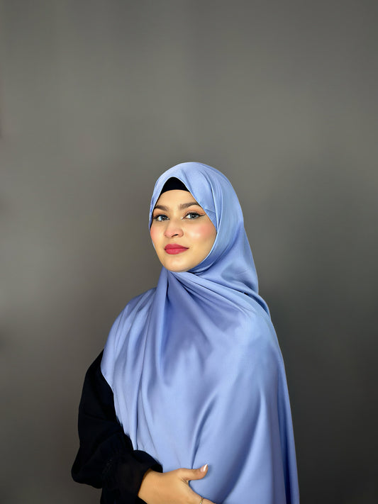 BUBBLE SATIN HIJAB- DEEP BLUE