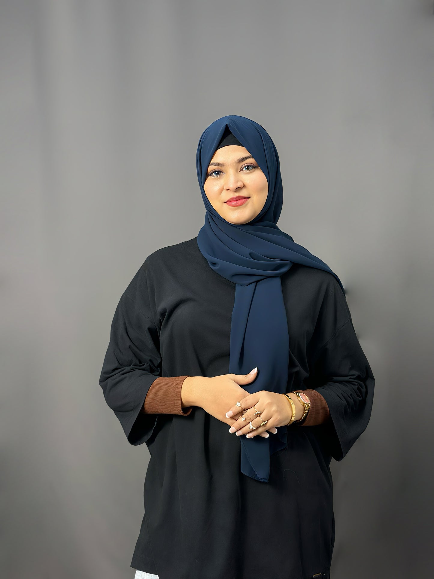 LUXE GEORGETTE-NAVY BLUE