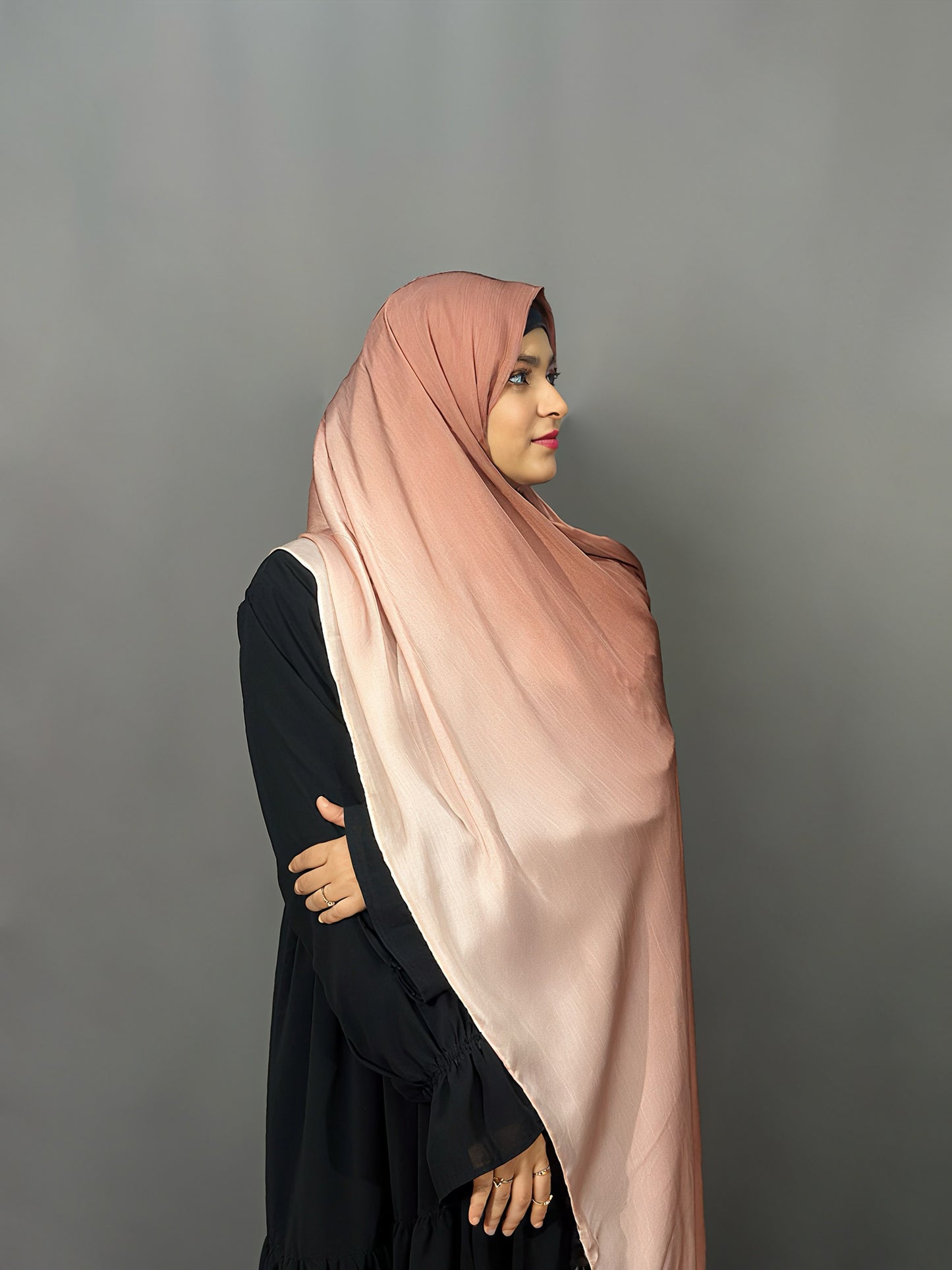 OMBRE SATIN HIJAB- RUSTY