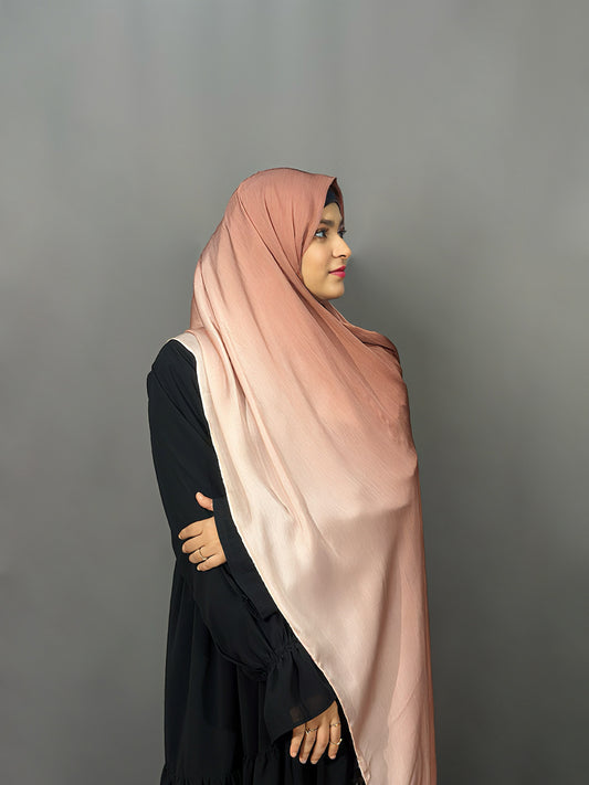 OMBRE SATIN HIJAB- RUSTY
