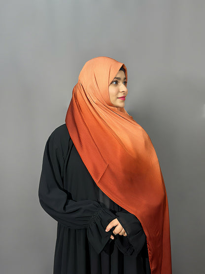 OMBRE SATIN HIJAB- ORANGE