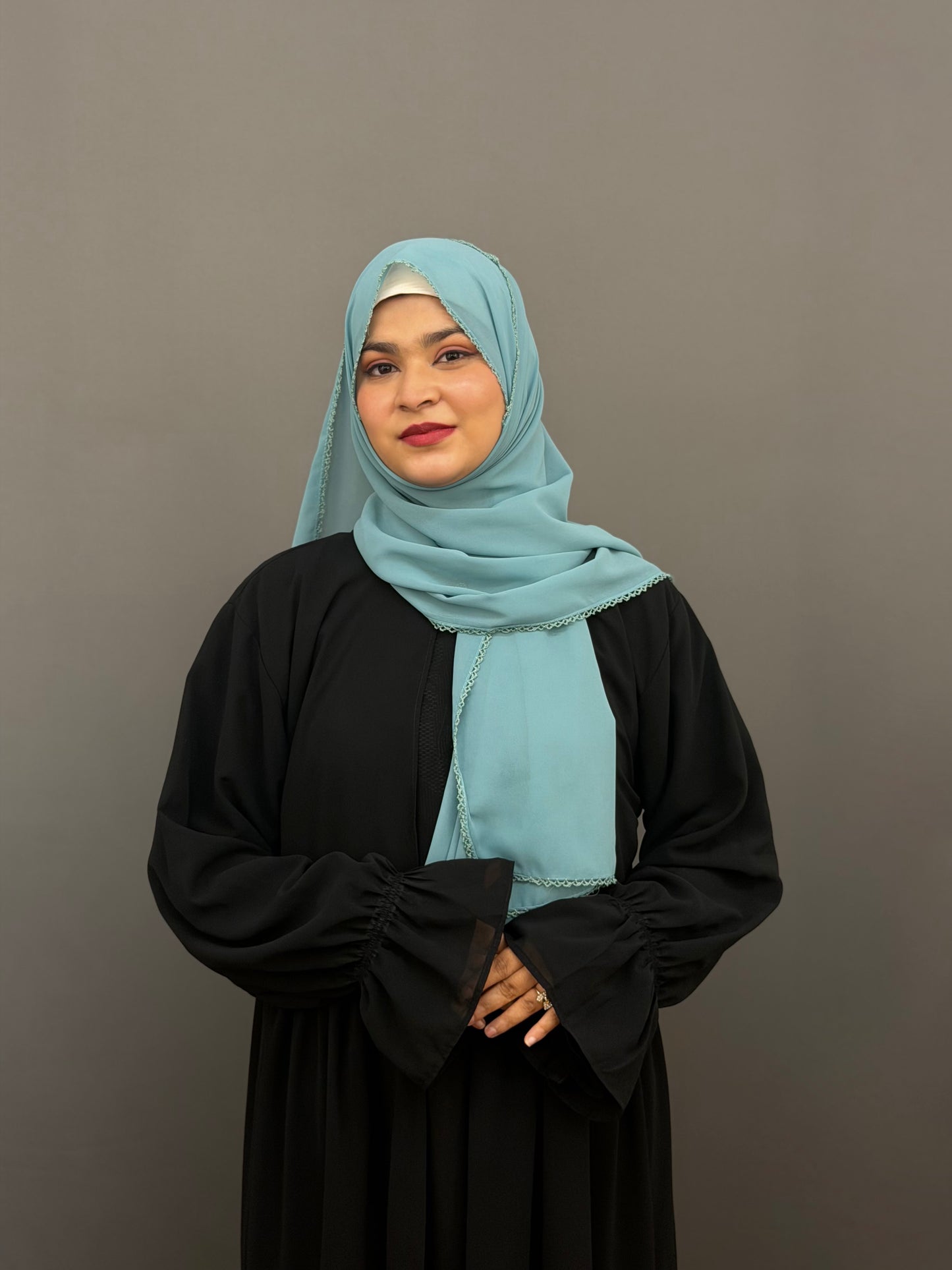 CROCHET  HIJAB- POWDER BLUE