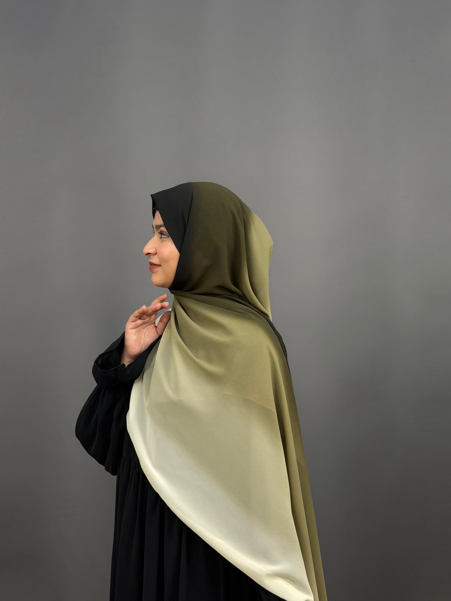 OMBRE  GEORGETTE- OLIVE