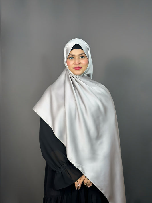 BUBBLE SATIN HIJAB- ASH