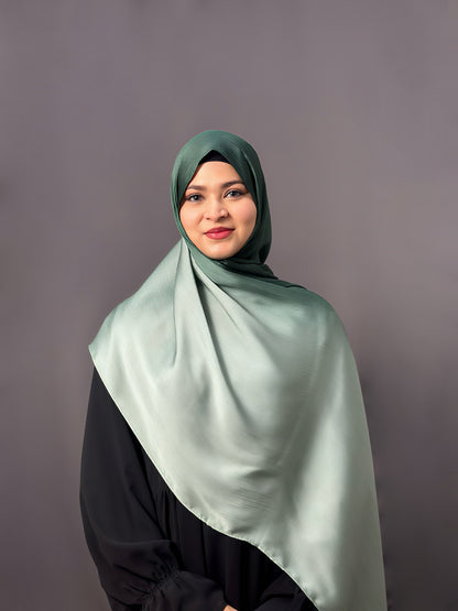 OMBRE SATIN HIJAB- LEAF