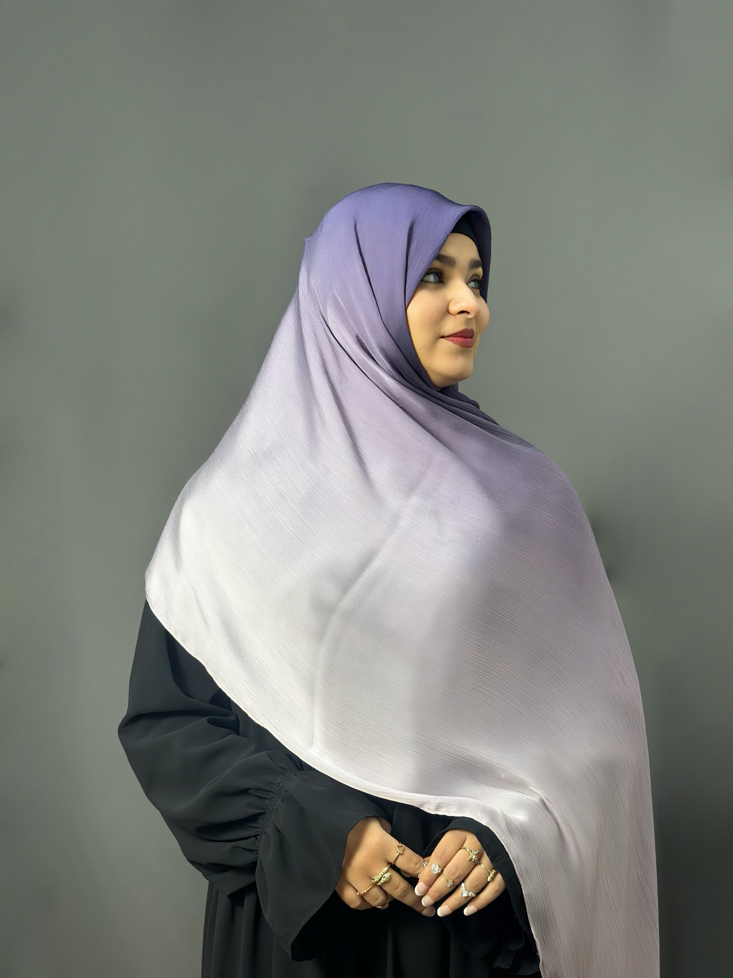 OMBRE SATIN HIJAB- JAMUN
