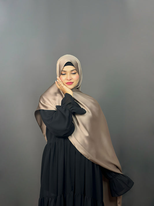 BUBBLE SATIN HIJAB- STONE GREY