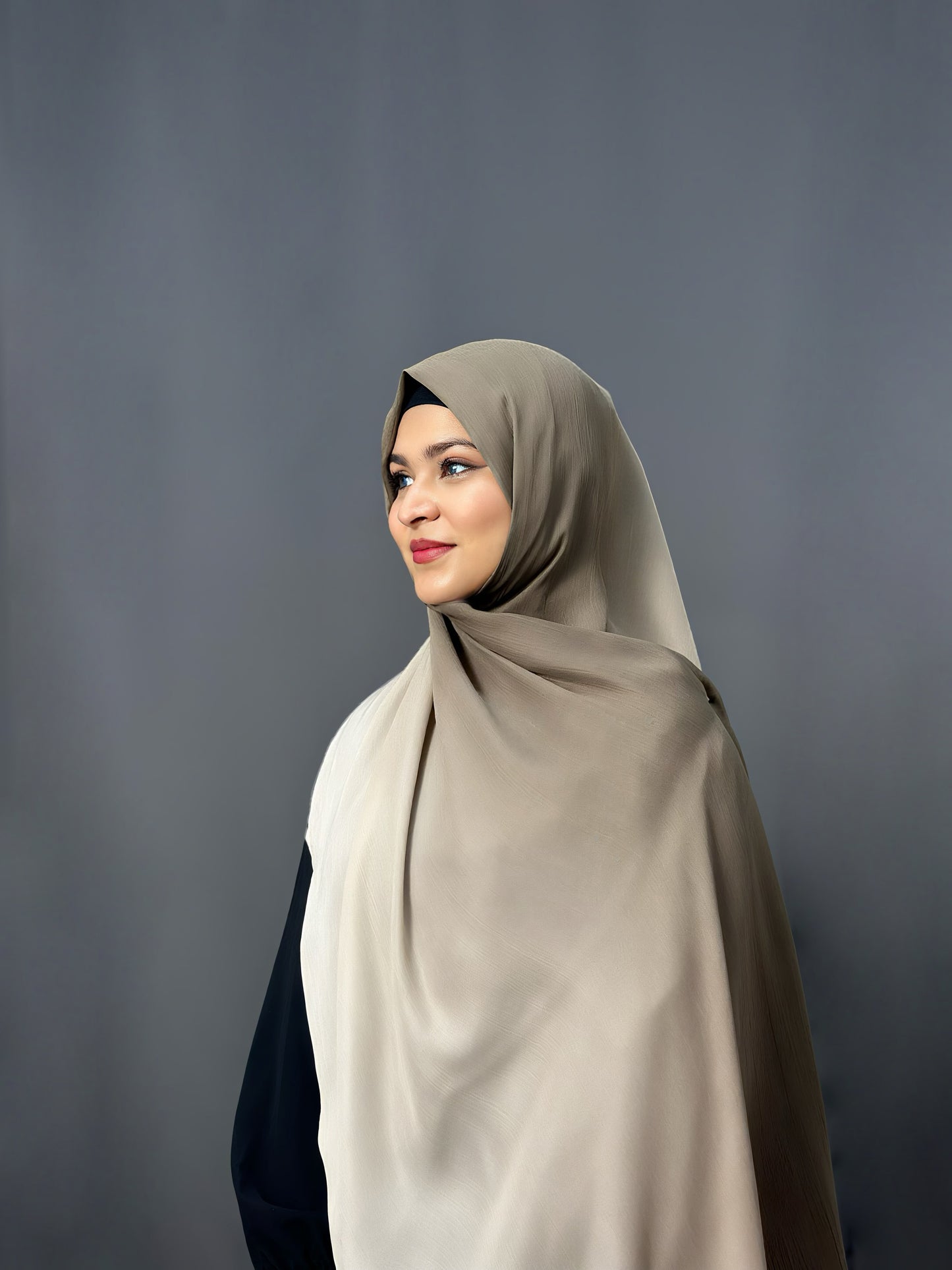 OMBRE SATIN HIJAB- SAND