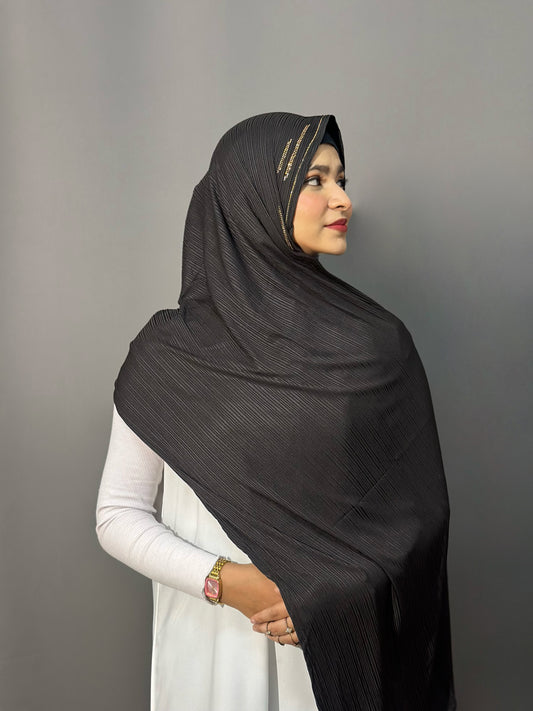 DIAMOND RIBBED JERSEY- BLACK