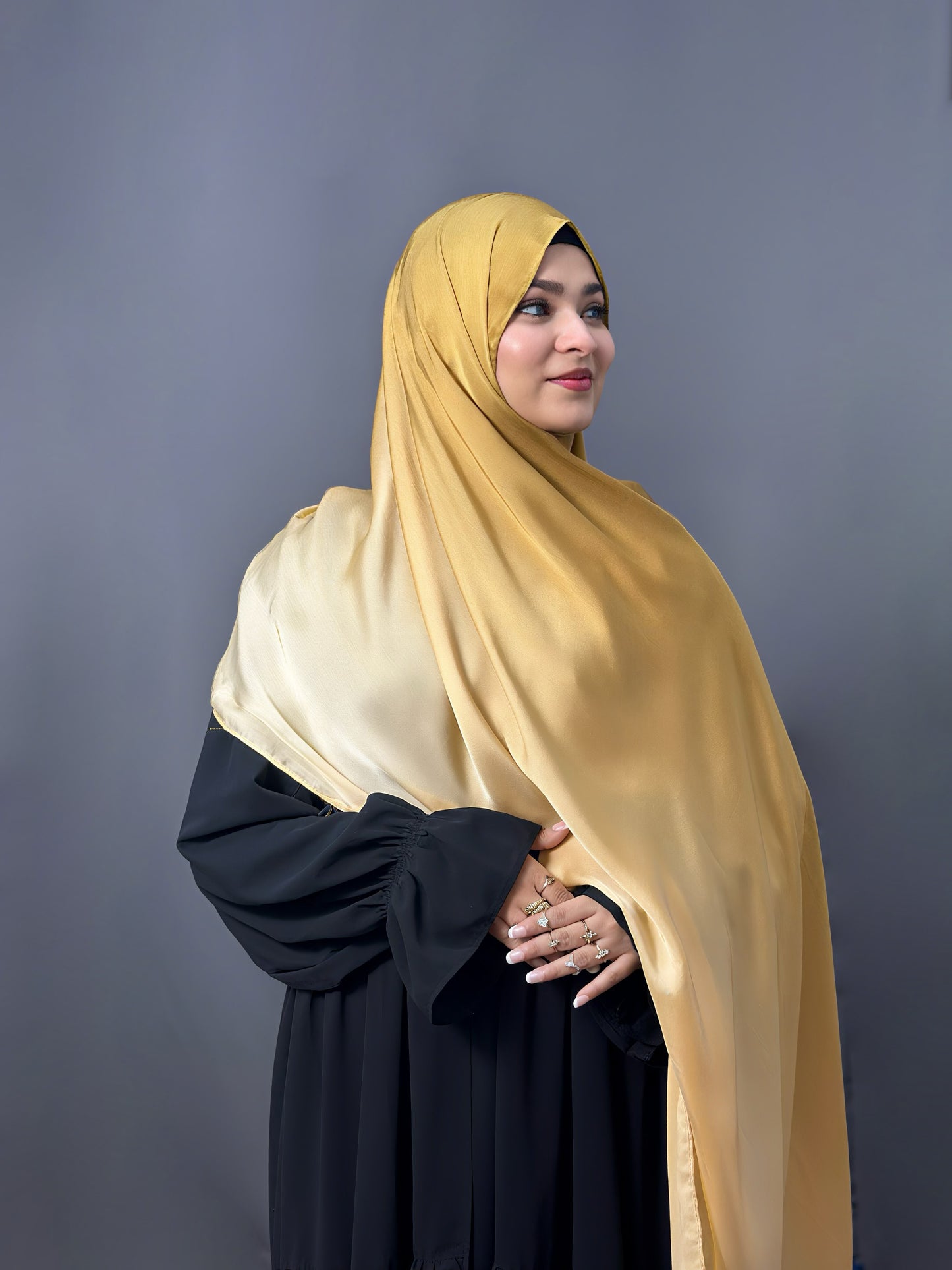 OMBRE SATIN HIJAB- SUNFLOWER