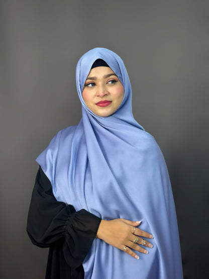 BUBBLE SATIN HIJAB- DEEP BLUE