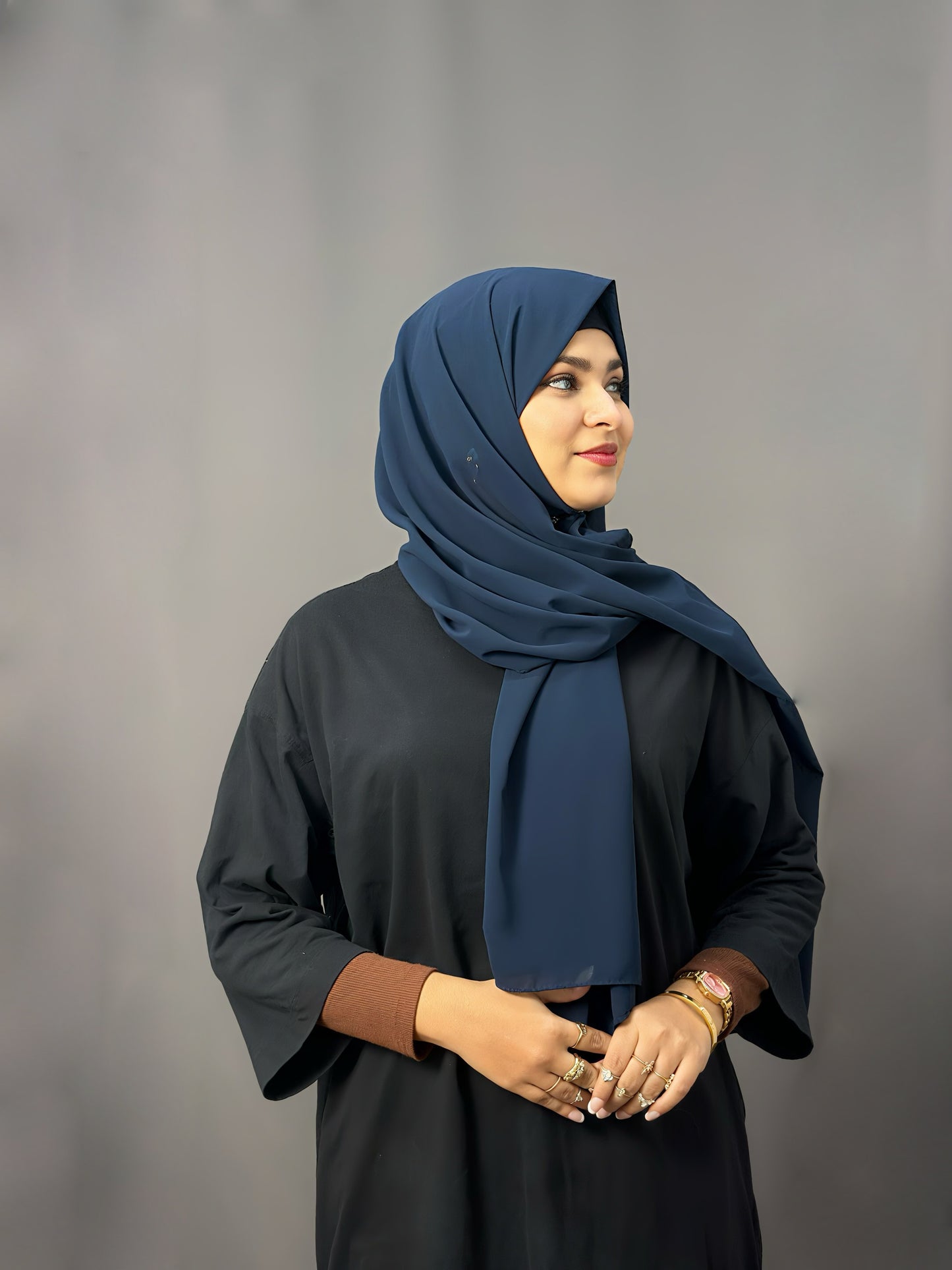 LUXE GEORGETTE-NAVY BLUE