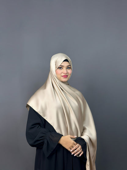 BUBBLE SATIN HIJAB- BEIGE