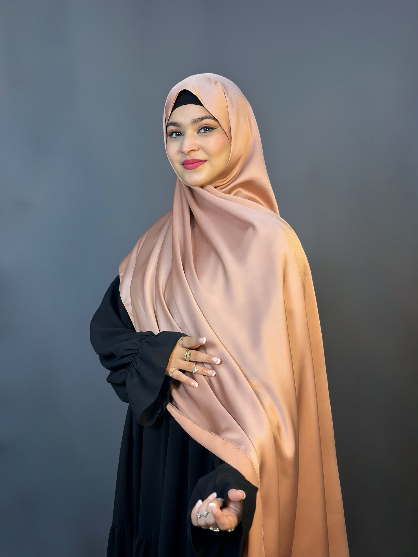 BUBBLE SATIN HIJAB- SAND