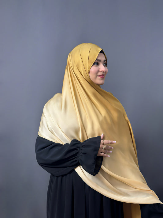 OMBRE SATIN HIJAB- SUNFLOWER