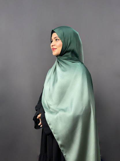 OMBRE SATIN HIJAB- LEAF