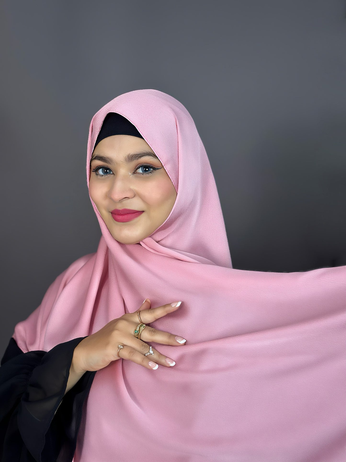 BUBBLE SATIN HIJAB- ROSE