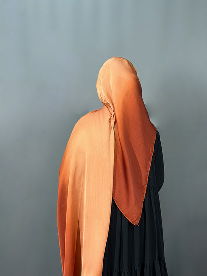 OMBRE SATIN HIJAB- ORANGE