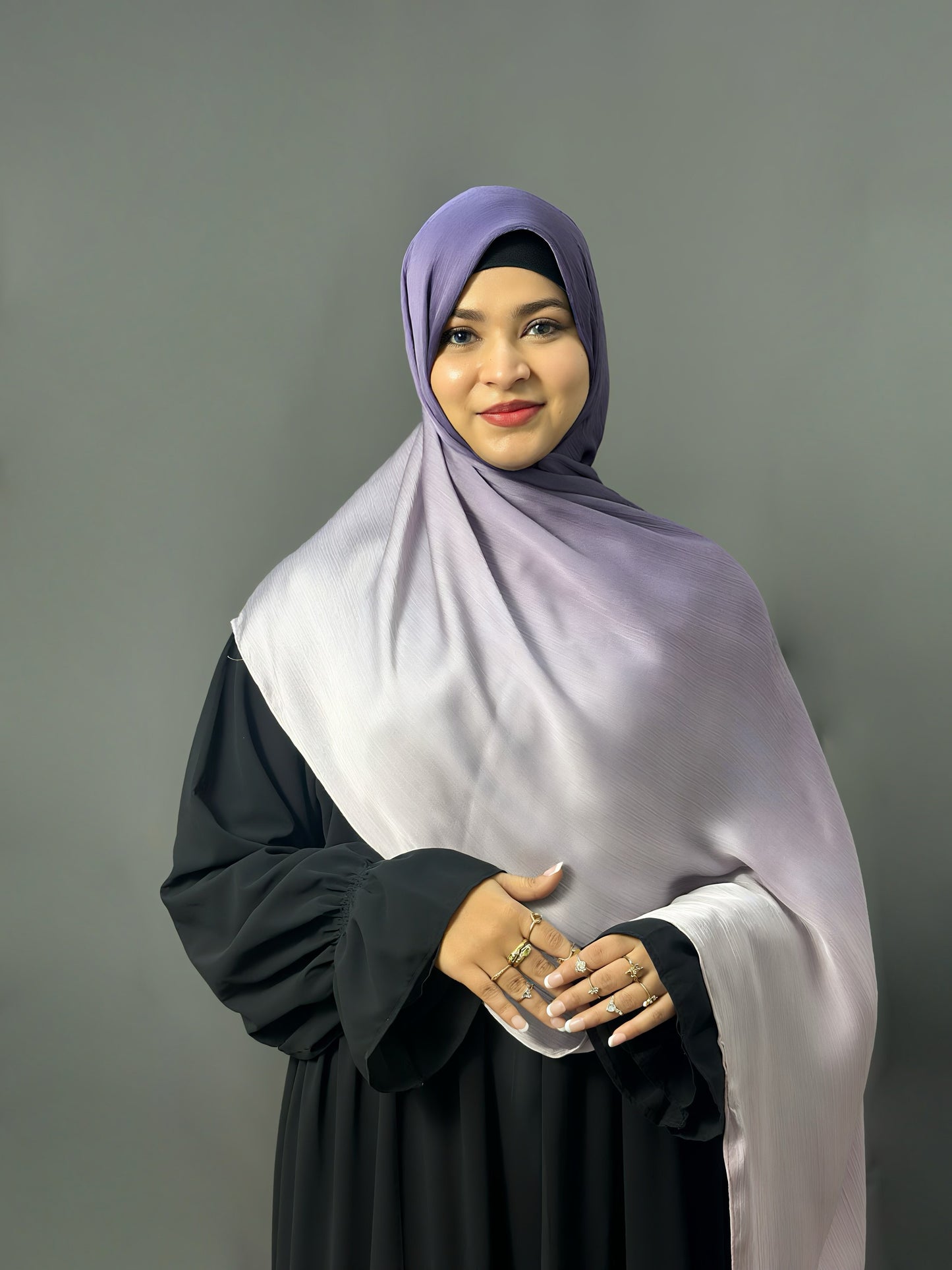 OMBRE SATIN HIJAB- JAMUN